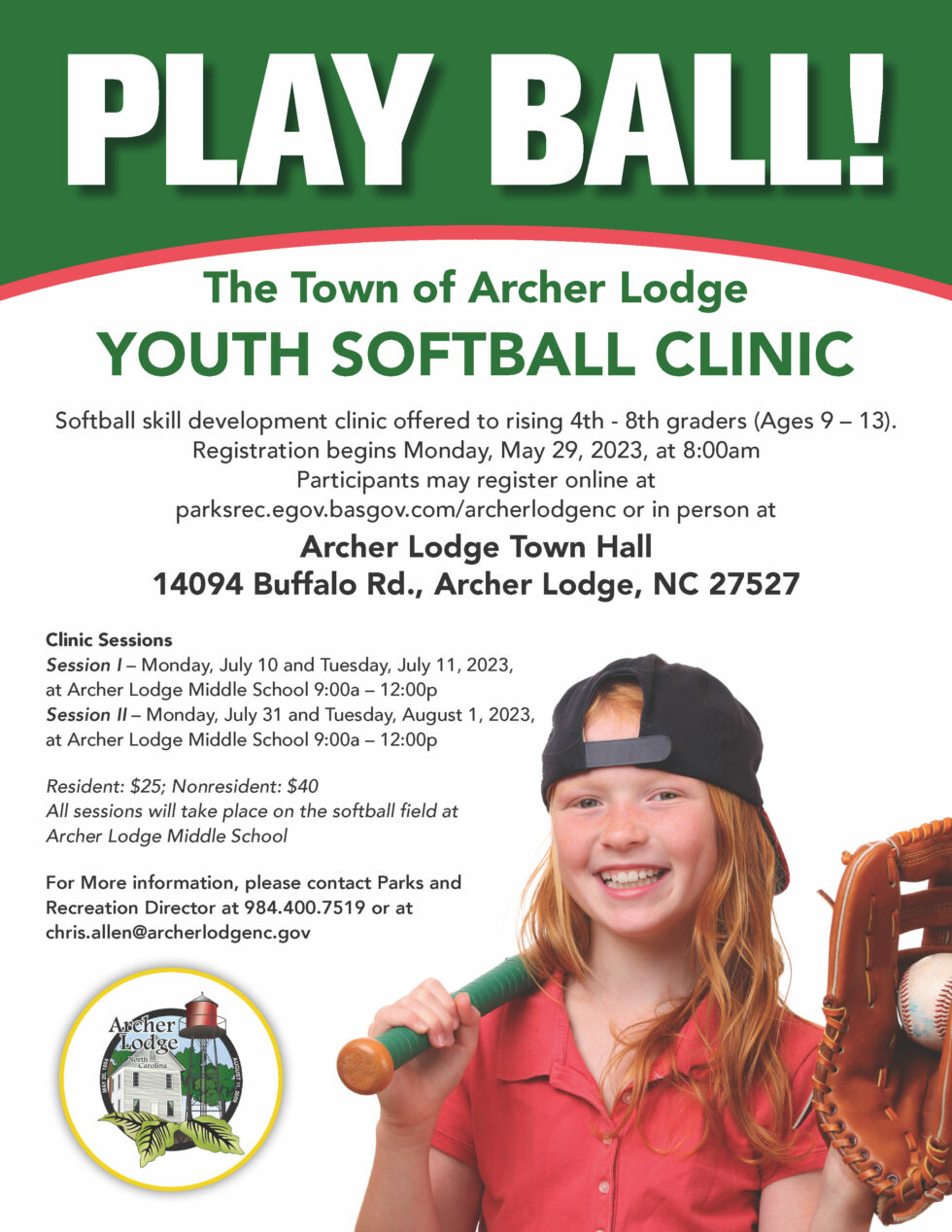 Town of Archer Lodge Youth Softball Clinic
